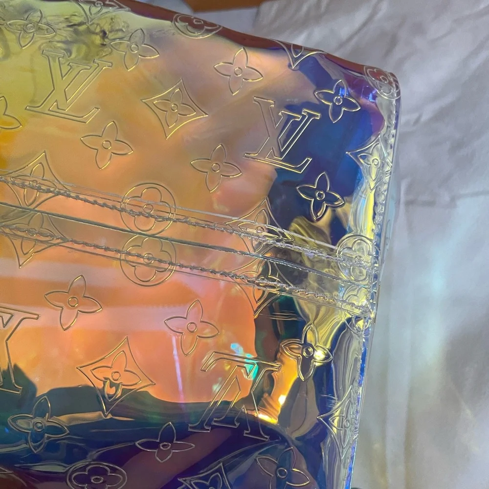 Louis Vuitton iridescent mirrored prism keepall bandouliere six 50 duffle travel
